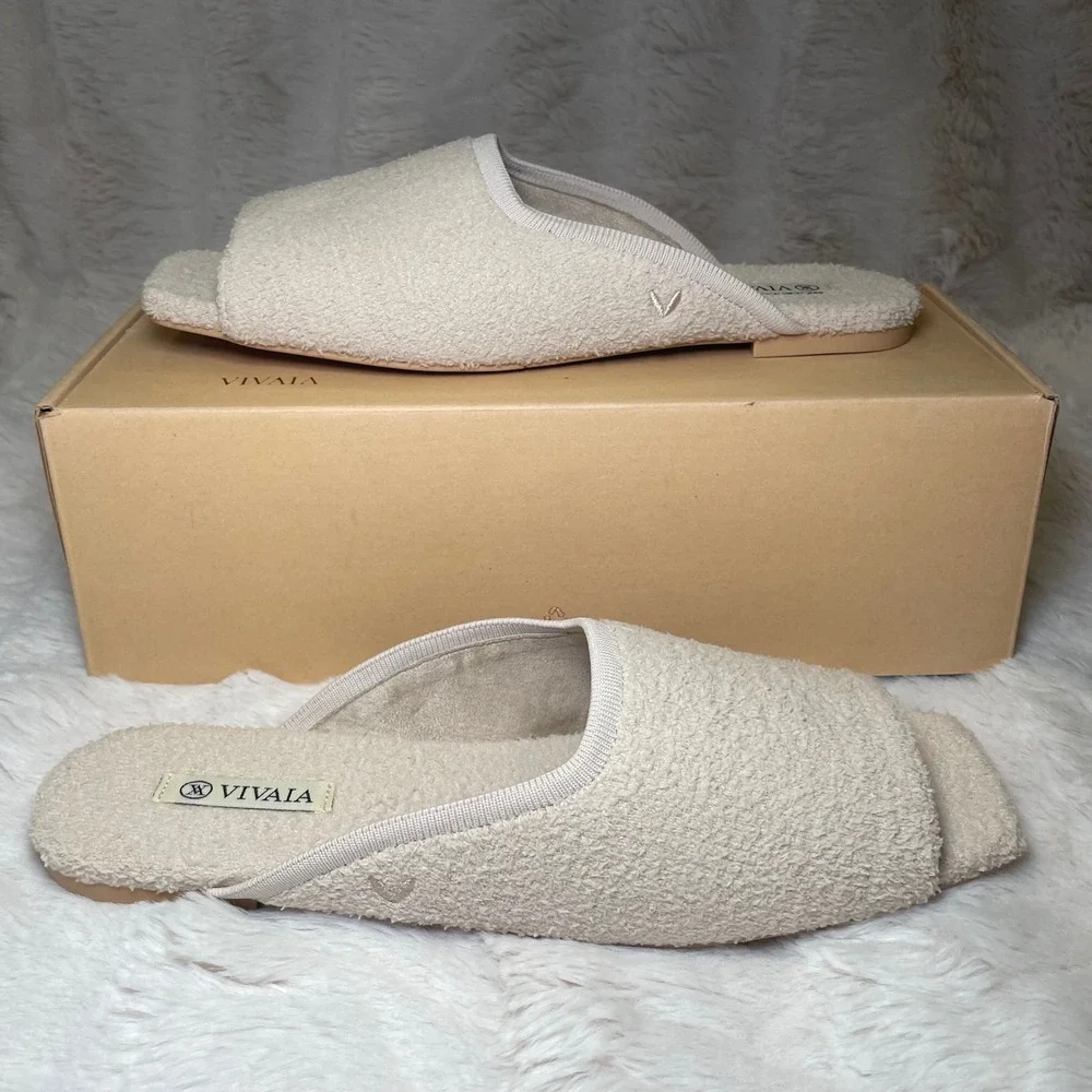 VIVAIA Square-Toe Fluffy Slides EU 41 / US 9.5 - Picture 7 of 10